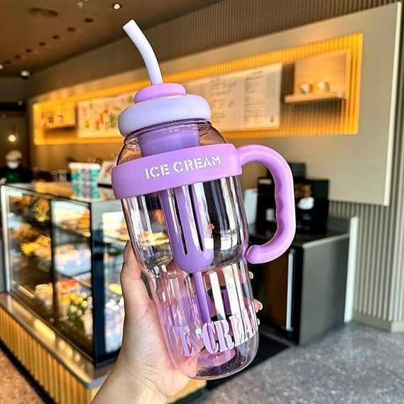 1400ml Ice-Cream Water Bottle – Kawaii Jumbo Smoothie & Milkshake Cup